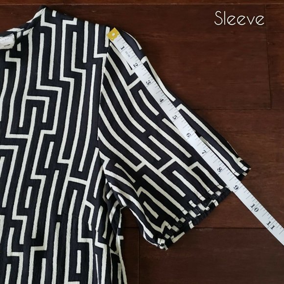 GP & J Baker X H&M Black & Ivory Geometric Print Blouse - Picture 8 of 8